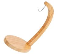 COOLHIYA Bamboo Banana Holder Desktop with Hook, Kitchen Countertop Fruit Hanger Stand, Easy to Clean Farmhouse Style Storage Hanging Hanger for Bananas and Other Fruits