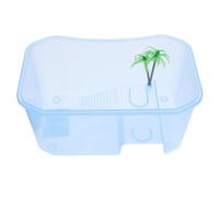 COOLHIYA Blue Mini Turtle Tank with Leakage Prevention and Firm Plastic Base, Compact Reptile Living Tank Suitable for Pet Turtles and Amphibians, for Home Breeding and Display