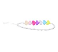 COOLHIYA Bohemian Style Rainbow Heart Faux Pearl Phone Lanyard Wrist Strap with Beads, Lightweight and Sturdy Phone Charm for Everyday Use