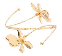 COOLHIYA Bracelet Accessory Flower Adjustable Metal Arm for Women with Open Ended Design, Golden Colour, Stylish and Chic for Daily Wear and Weddings