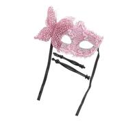 COOLHIYA Butterfly Masquerade Mask on Stick for Women, Pink Plastic Fabric | Handheld Venetian Style, Comfortable Face Cover, for Prom Parties, Halloween, Mardi Gras and Balls