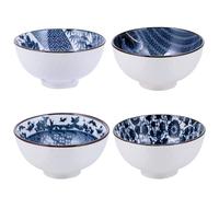 COOLHIYA Ceramic Bowl Set and Not Corroded Surface 4pcs with Smooth Texture for Salad, Rice, Dessert or Oriental Dining, for Home Use and Wedding Gifts