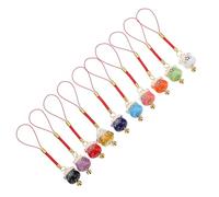 COOLHIYA Ceramic Lucky Cat Keychain 10Pcs Fortune Cat Phone Hanging Ornaments for Mobile Use and Feng Shui Wealth Random Styles