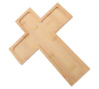COOLHIYA Christmas Wooden Serving Tray: Cross Shaped Cheese Board - Salad Plate Dinner Plate - Decorative Cake Serving Platter for Religious Jesus Church