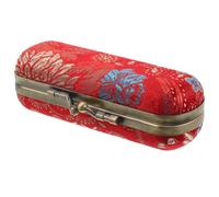 COOLHIYA Compact and Sturdy Lipstick Holder Case with Elegant Floral Pattern and Built-in Mirror, Zinc Alloy and Cloth Material, Travel Accessory for Women and Ladies on Journey or Travel