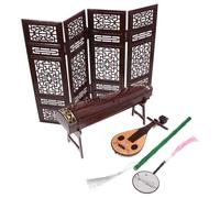 COOLHIYA Decorative Screen Chinese Musical Instrument Props for Dollhouse Layouts Vintage Photography Ornaments Includes Pipa Zheng for Home Display and Collecting