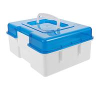 COOLHIYA Diabetic Organizer Case with Blue Lid Plastic Storage Box 22X18X10Cm for Portable Diabetes Supplies Management