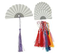 COOLHIYA DIY Fan Paper Bookmarks Unfinished Graffiti Page Markers with Tassels for Crafting Hand Painted for Students Readers and Writers