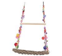 COOLHIYA Double Layer Bird Hammock for Small Pets and Parrots, Straw Woven and Wood Material, Chewing and Exploring Accessory, Suitable for Parrot Cage Hanging and Climbing