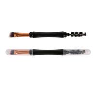 COOLHIYA Dual Purpose Makeup Brushes with Smooth Surface Eyelash Combs 2pcs Black Artificial Fiber and Plastic Material Travel-friendly Cosmetic Brush Tools for Precise Eye for Women