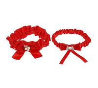 COOLHIYA Elegant Bride Bowknot Garters Wedding Set for Bride, High Waisted Cloth Bridal Leg Bands with Classic Charming Style, for Prom and Parties