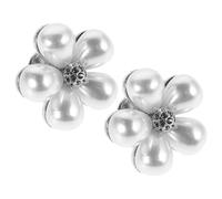 COOLHIYA Elegant White Daisy Pearl Brooch Pins Versatile Use as Shawl or Shirt Clothing Brooch Pins 2pcs for Women Fabric Accessories Lightweight Alloy and Plastic Korean Chic Style