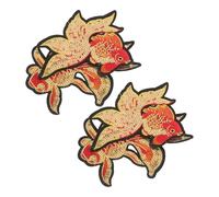 COOLHIYA Embroidered Lucky Koi Fish Sequin Iron on Patches 2 Pairs Animal Applique for Jeans Clothing Craft Repair Suitable for and Adults