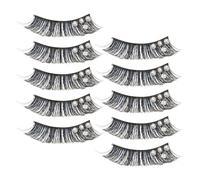 COOLHIYA False Eyelashes Artificial Fiber Lashes Natural Looking 5 Pairs Lightweight and Not Easy to Deform for Women and Girls for Stage Makeup and Dance Performances