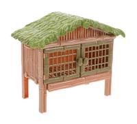 COOLHIYA Farmhouse Playset Fence Model with Realistic Chicken Coop and Rabbit Cage Accessories for Educational Farm Scene Micro Landscape