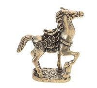 COOLHIYA Feng Shui Brass Horse Figurine for Wealth and Success Polished Bronze Zodiac Sculpture Elegant Desk Ornament for Home Office Tea Pet Decoration Prosperity Symbol
