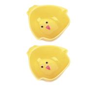 COOLHIYA Food Feeding Containers Suitable for Daily Feeding Use 2pcs Ceramic Chicken Design, Larger Capacity, Washable and Clean and Can be Placed the Cage for Pet Birds for Canary