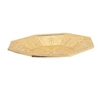 COOLHIYA Golden Iron Octagonal Shaped Anti-Aging and Fade-Resistant Features Buddhist Plate Tribute Dish for Home Decoration and Religious Ceremonies