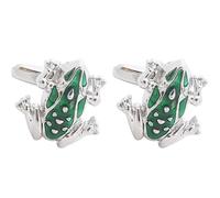 COOLHIYA Green Alloy Frog Cuff Links for Men, Fine Polishing and Workmanship, Stylish and Delicate Design, for Business Meetings and Banquet Shirt Decorations