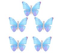 COOLHIYA Hair Clips Elegant Ornaments Stainless Steel Butterfly 5pcs Blue Pretty Bowknot Design Hold Hair Firmly and Last Long for Women and Ladies
