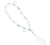 COOLHIYA Handmade Phone Wrist Strap with Blue Crystal Beads and Five-pointed Star Charm, Chic and Simple Phone Chain for Women, Easy Installation and Elegant Design