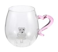 COOLHIYA Hidden Animal Inside Glass Cup 3D Polar Bear Mug 14oz/400ml Heart Handle Cute Cartoon Handmade Figurine for Christmas Birthday Cocoa Wine Mocha Juice Beverage