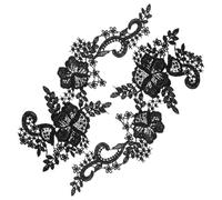 COOLHIYA Lace Applique Lace Flower Embroidery Patch Black, Easy-to-sew Polyester Yarn, for DIY Clothing Projects and Fashion Shows, Elegant Sewing Trim for Professional Designers and DIY