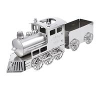 COOLHIYA Luxury Retro Steam Locomotive Table Train Model for Adults Unique Stainless Steel Desktop Ornament Vintage Style Steam Engine with Coal Carriage Train Lover and Home Decor