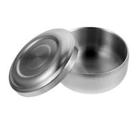 COOLHIYA Men Practical Simple Design Easy to Store Shaving Soap Bowl with Lid Stainless Steel Lightweight for Home and Salon Use