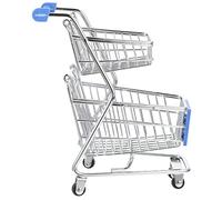 COOLHIYA Mini Shopping Cart Model Dual Layer Desktop Supermarket Trolley for Play Decor Handcart for Role Play Miniature Design