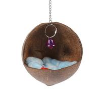 COOLHIYA Natural Coconut Shell Random Color for Parrots and Birds Bird Nest with Comfortable Cushion and Bell Sturdy and Wear-resistant Suitable for Porch and Balcony Use