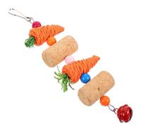 COOLHIYA Natural Parrot Chew Woven Carrot Shape Made from Safe Cork and Straw, Hanging Bird for Foraging and Chewing to Entertain and Boredom