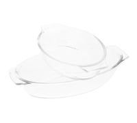 COOLHIYA Oven Pan Set with Heat Insulation and Anti-scalding Handles Borosilicate Glass 2pcs Sturdy Glass Baking and Serving Plates for Home and Restaurant Use