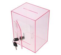 COOLHIYA Pink Acrylic Letter Post Container with Lock, Wear Resistant Voting Box Suitable for Letters of Complaint and Newspapers, Secure Donation or Suggestion Box for Office and Public