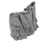 COOLHIYA Plaid Canvas Tote Bag with Ruffle Trim Large Capacity Reusable Handbag for Women Lightweight Ergonomic Shoulder Straps Practical Purse for Shopping Work Travel Casual Use