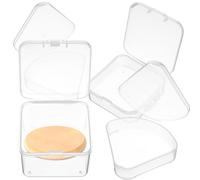 COOLHIYA Plastic Makeup Sponge Holder Cases Compact Makeup Box 4pcs Puff Storage Boxes Easy to Carry Practical Cosmetic Egg for Travel and Daily Use for Tiny Items and Earrings