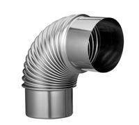 COOLHIYA Polished Stainless Steel Exhaust Elbow Stove Chimney Kit with 90 Degree Bend, Practical and Sturdy Metal Chimney Pipe for Outdoor Use, Featuring Unique Design and Delicate
