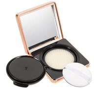 COOLHIYA Portable Cushion Puff Box with Mirror Easy to Open and Close White Plastic Foundation Powder Container for Makeup Use Gift for Girlfriend and Female Friends