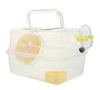 COOLHIYA Portable Small Animal Travel Cage with Abs Material, Easy to Clean Yellow Hamster Carrying Case for Juvenile Rabbits and Small Pets
