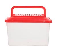 COOLHIYA Portable Small Plastic Fish Tank with Excellent Visibility and Escape-proof Design, Red Handheld Aquarium for Hamster and Pet Travel Adventures