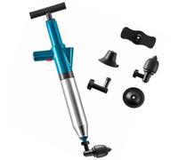 COOLHIYA Pressure-driven Drain Clearing Tool for Kitchen and Bathroom with 4 Different Unclogging Heads, Abs and Stainless Steel Material, Solves Blockages and Blasts Clogs, Closestool