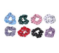 COOLHIYA Printed Elastic Hair Bands and Assorted Colours 8pcs for Fabric Hair Scrunchies Elastic Design and Comfortable for Everyday Wear