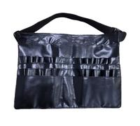 COOLHIYA Professional Makeup Brush Storage Bag Portable Belt Bag in Black Pu Leather Protects and Organises Brushes for-the-go Use for Makeup Artists
