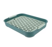COOLHIYA Rectangular Rabbit Litter Tray with Sieve for Guinea Pigs and Rabbits, Large Activity Space, Prevents Feet from Getting Stuck, Sturdy Green Pp Material Pet Toilet for Small Animals