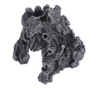 COOLHIYA Resin Lizard Hiding Cottage Cave for Snake Tank with Natural Feel and Dark Atmosphere, Black Simple Style Reptile Hideout Ornament for Small Pets