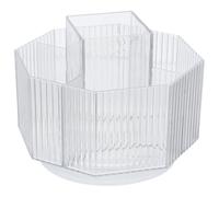 COOLHIYA Rotating Cosmetic Brush Holder with Compartment, Large Capacity Desktop Makeup Brush Organizer, Plastic Material, Multi-purpose Design Suitable for Bedroom and Living Room