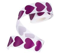 COOLHIYA Self-Adhesive Stickers Roll Portable and Effortless Application Labels Purple Heart Shaped 500pcs for Valentine's Day for Scrapbooking and Commercial Purposes