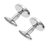 COOLHIYA Shirt Cufflinks Simple Stylish Design 1 Pair Silver Oval Made of Copper Alloy Easy to Sew and Operate, for Dress Shirts and Formal Occasions