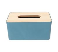 COOLHIYA Simple Design Napkin Dispenser Box with Wood and Pp Material, round Opening Tissue Storage Box for Home and Office, Dust and Water Resistant Decorative Tissue Holder