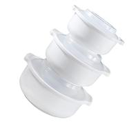 COOLHIYA Storage Containers with Lid Microwave Safe 3pcs White Material Heat Insulation Meal Prep Bowls for Refrigerator Use